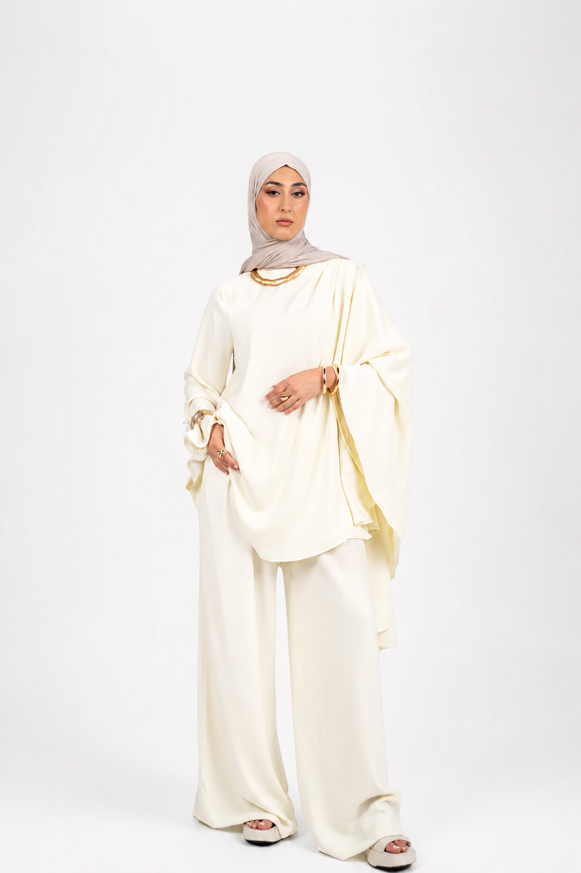 Asymmetrical Cape Set - Soft Butter
