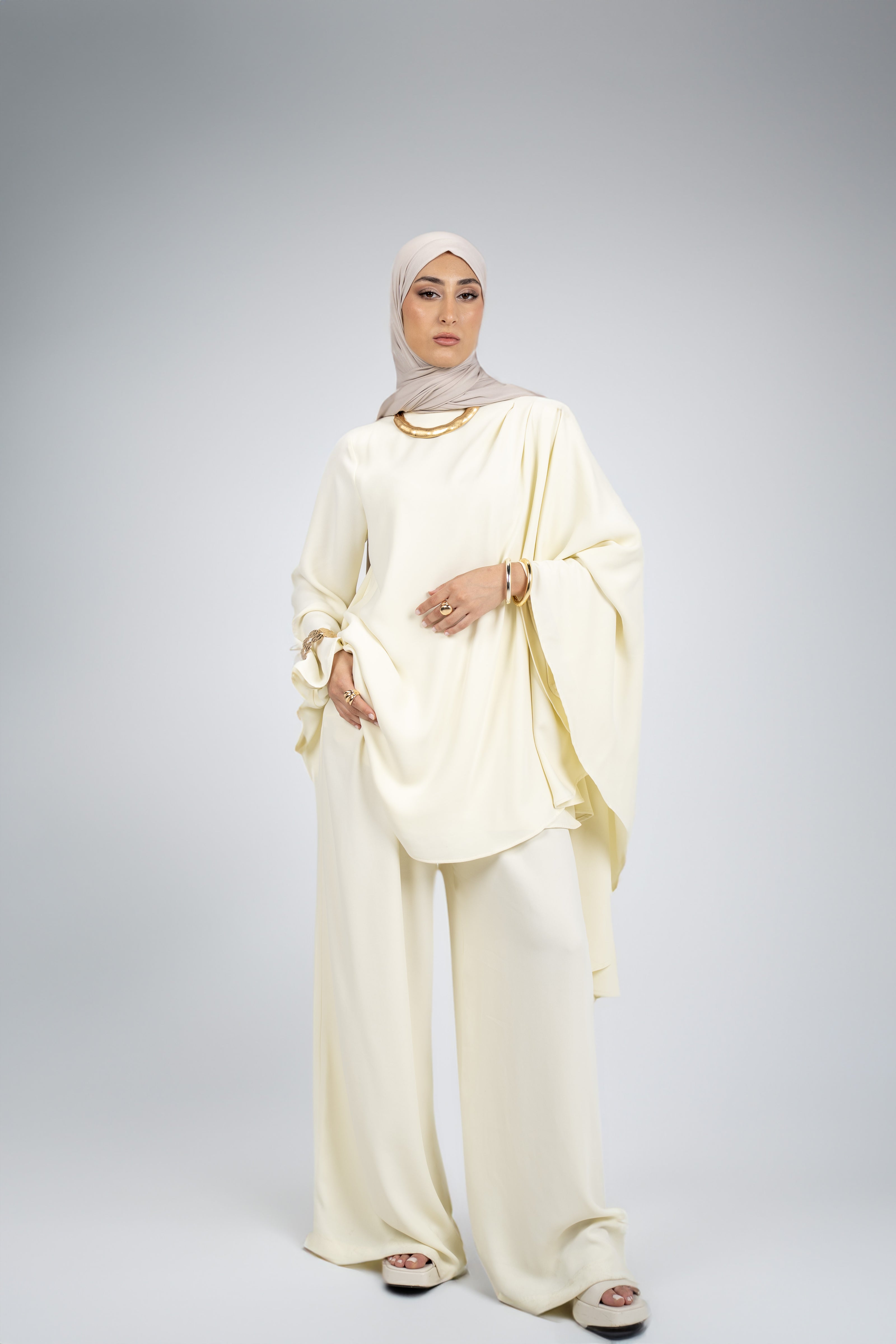 Asymmetrical Cape Set - Soft Butter