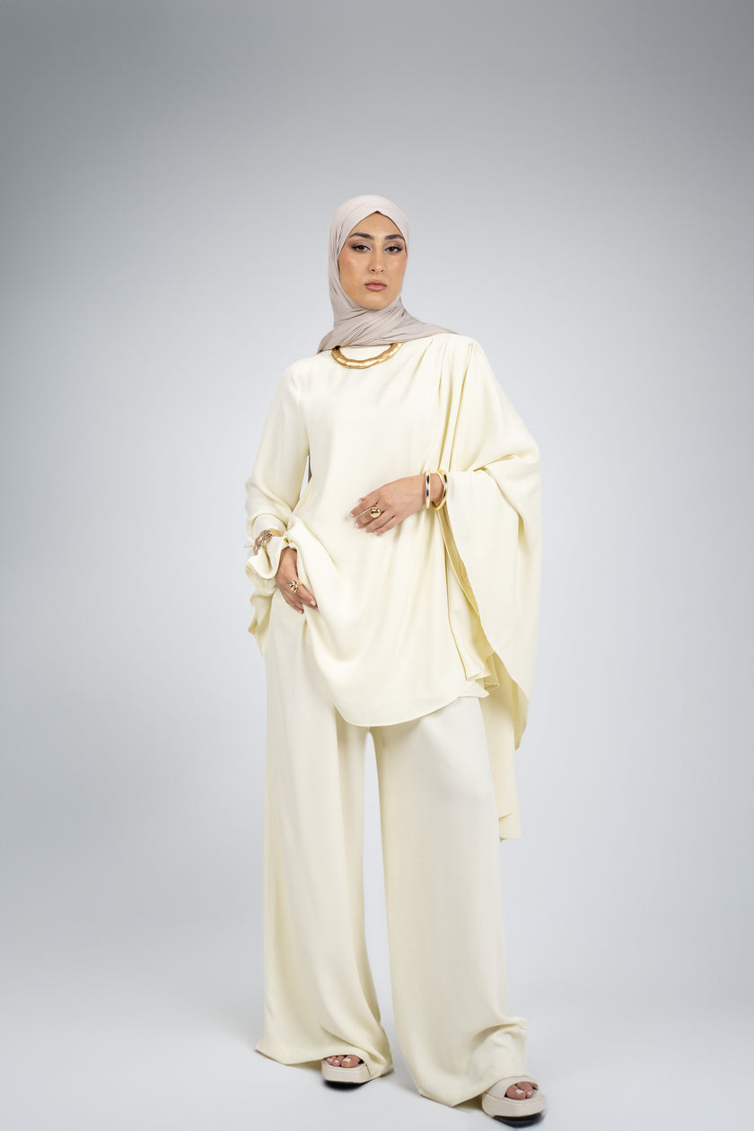 Asymmetrical Cape Set - Soft Butter
