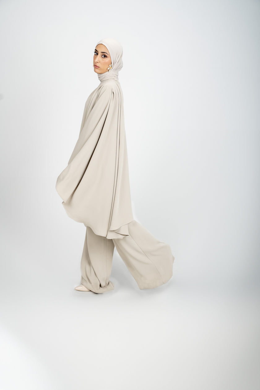 Asymmetrical Cape Set - Moss Gray