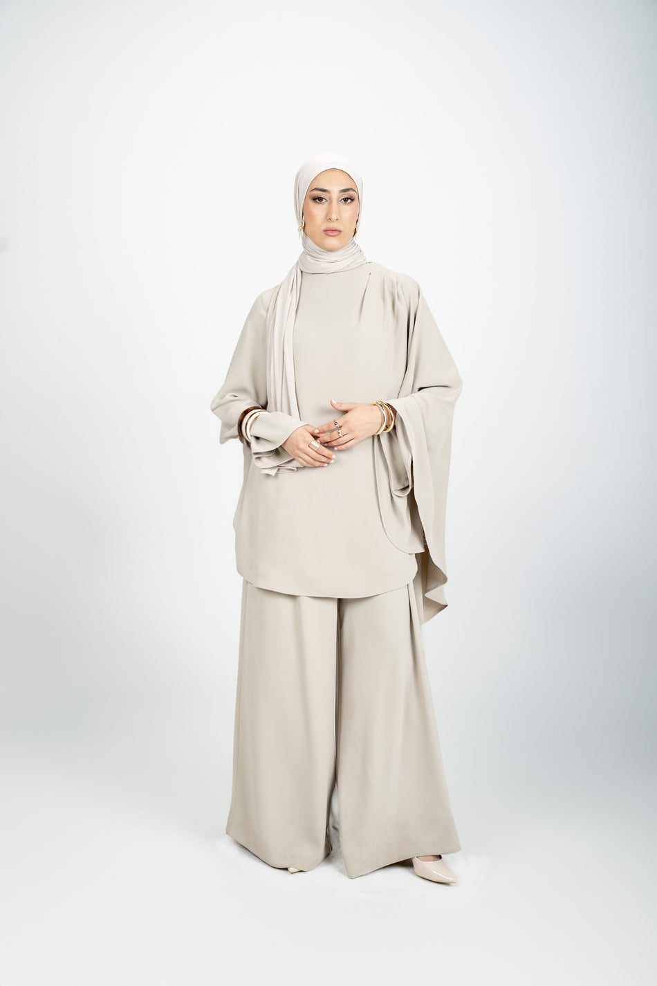 Asymmetrical Cape Set - Moss Gray
