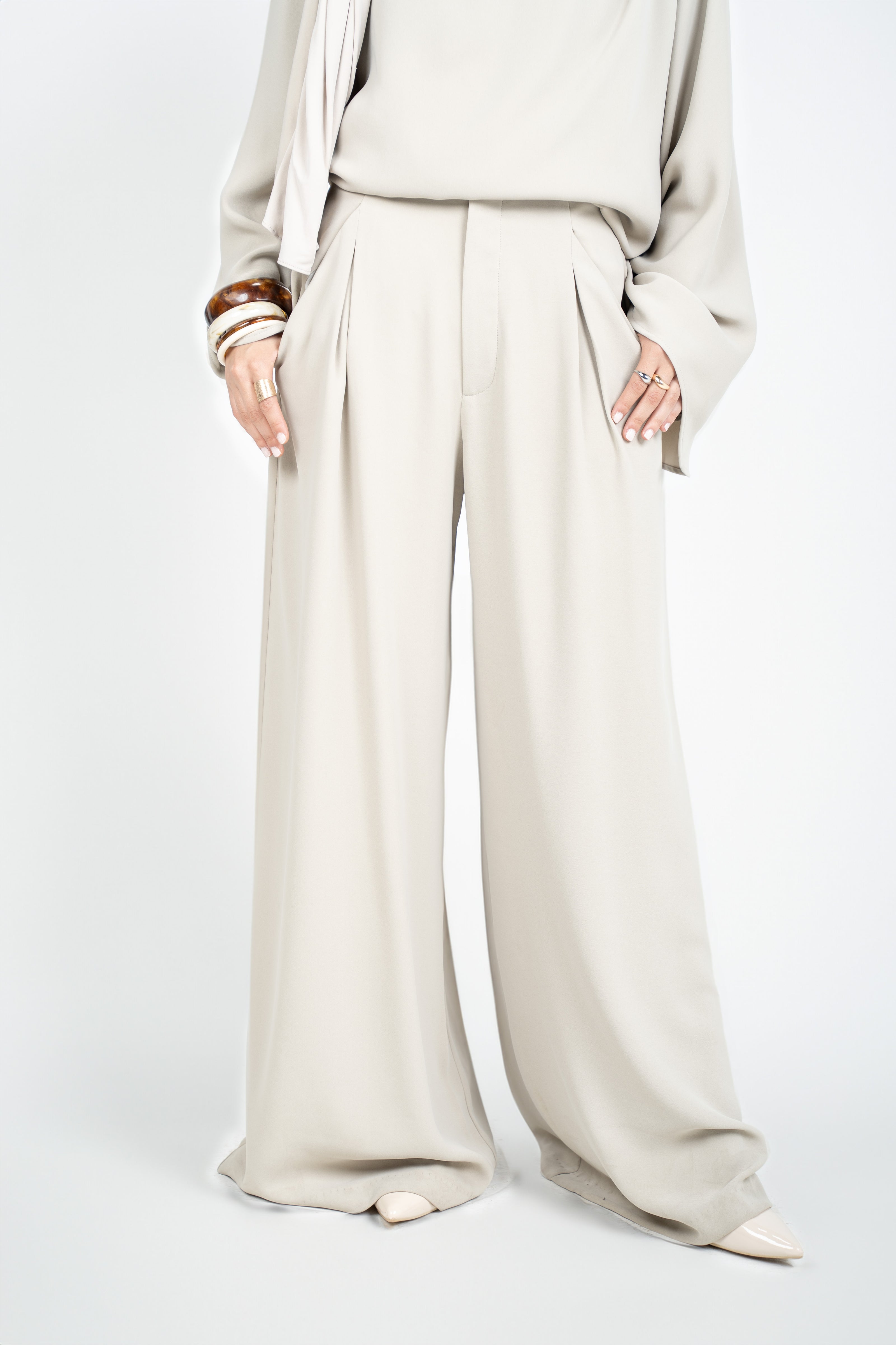 Fluid Tailored Pants - Moss Gray