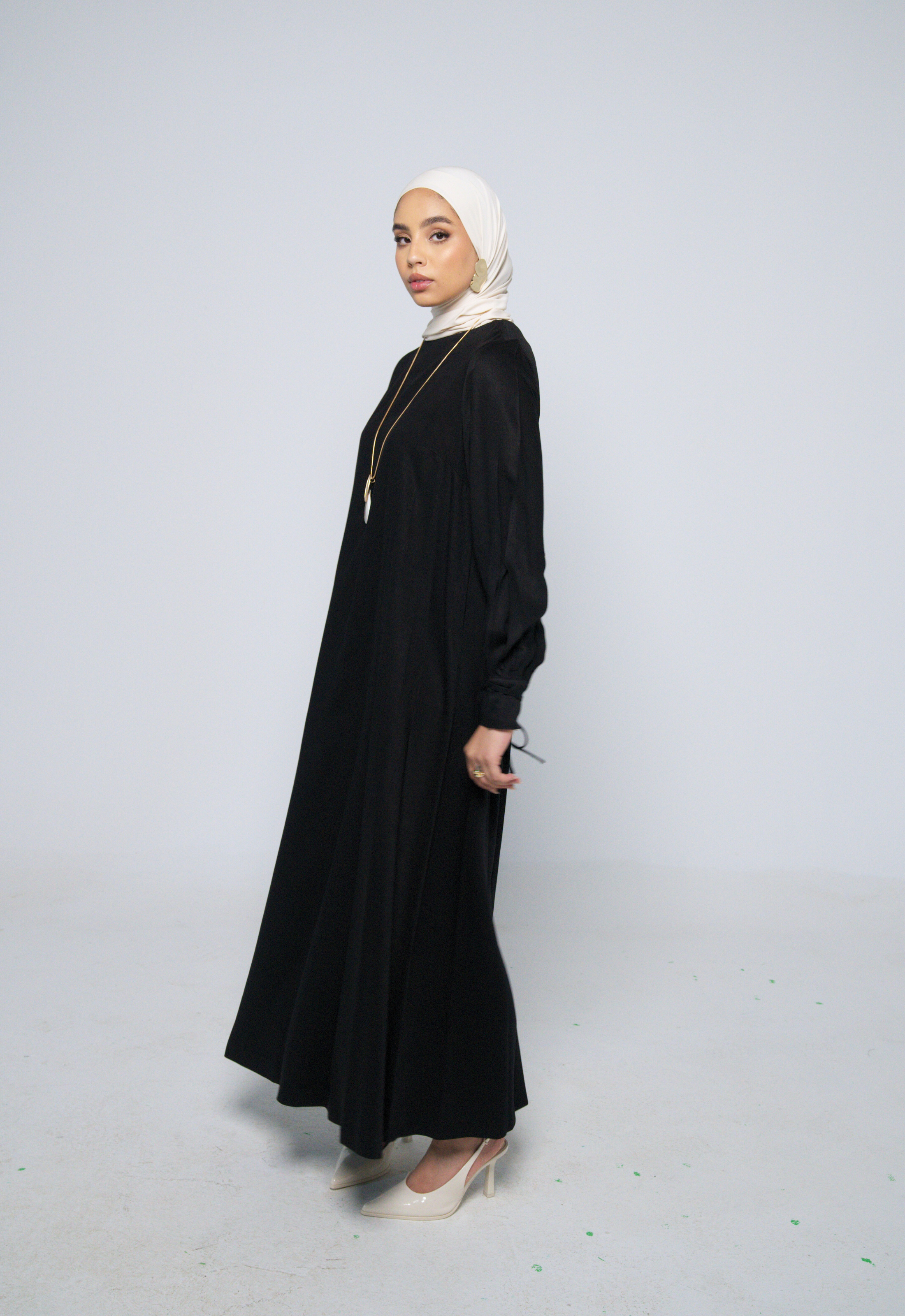 Balloon-Sleeve Dress - Black