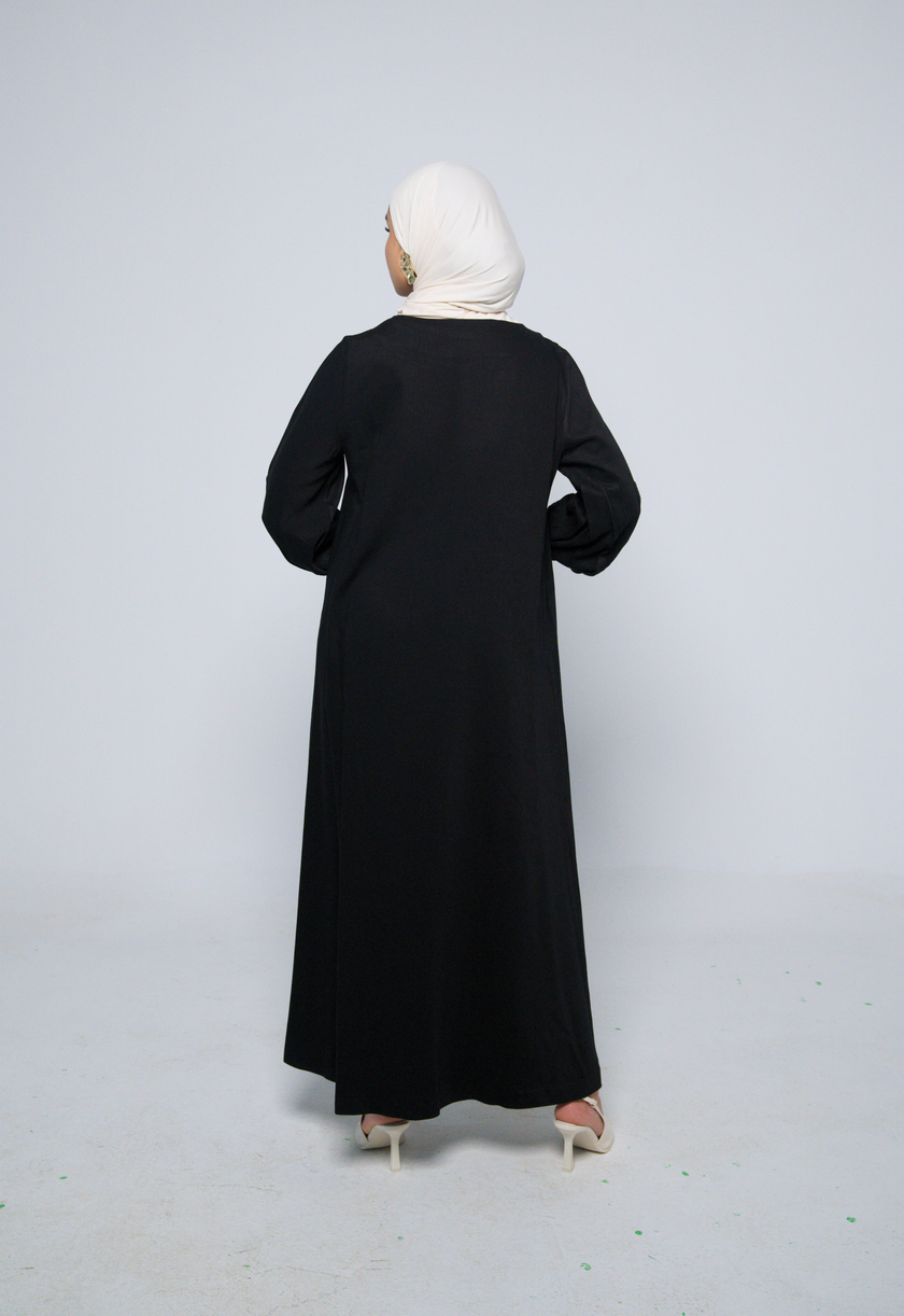 Balloon-Sleeve Dress - Black