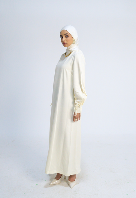 Balloon-Sleeve Dress - Off white