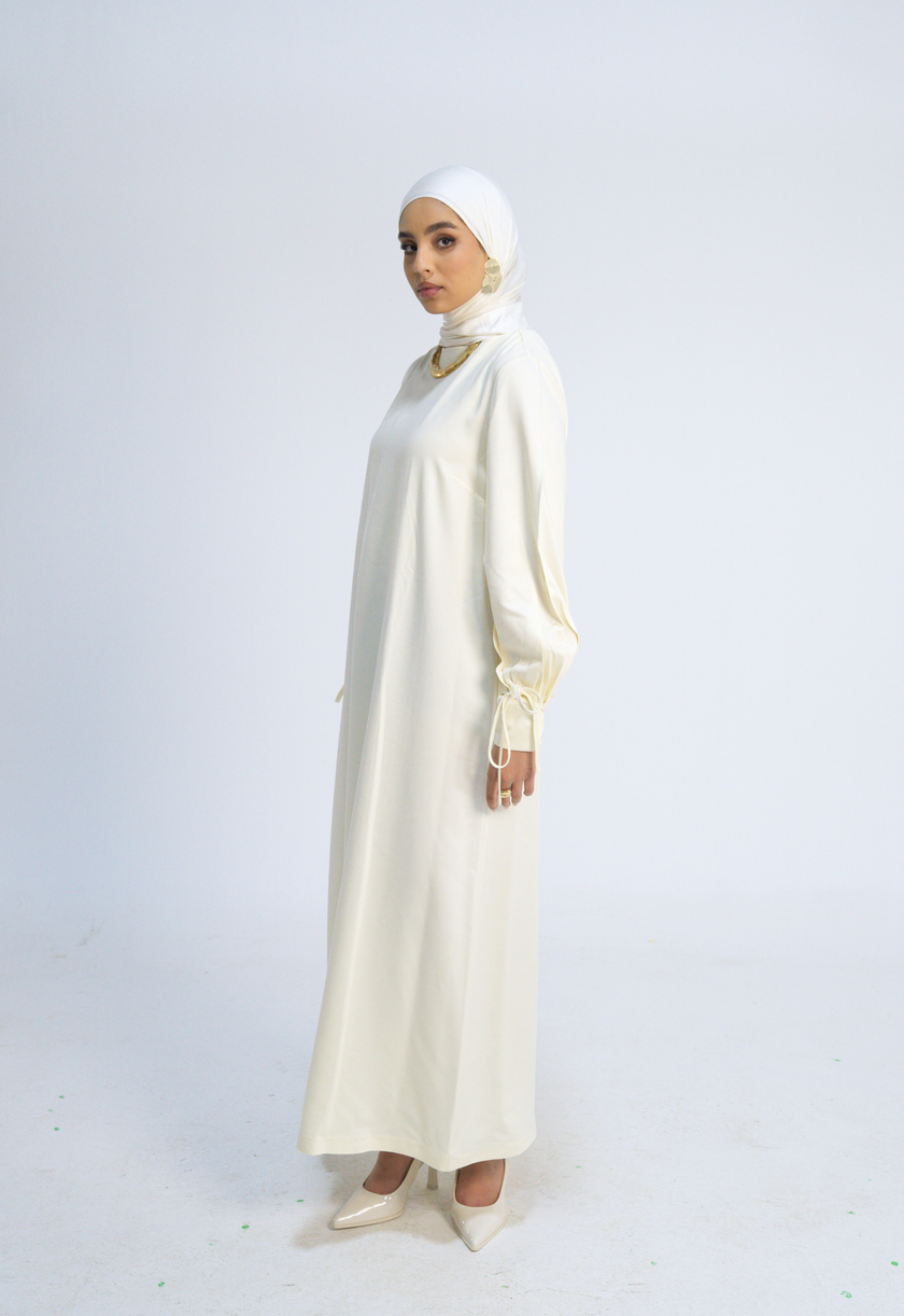 Balloon-Sleeve Dress - Off white