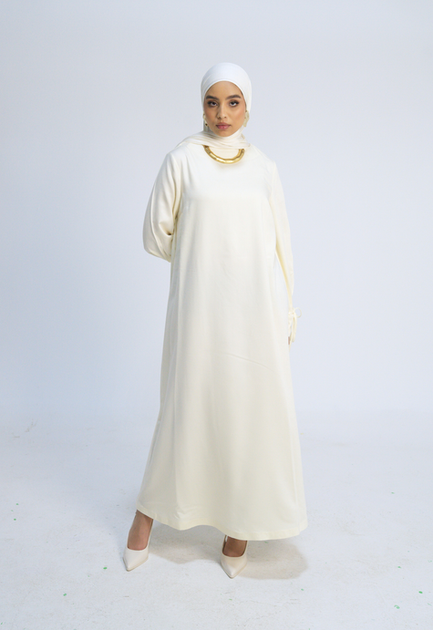 Balloon-Sleeve Dress - Off white