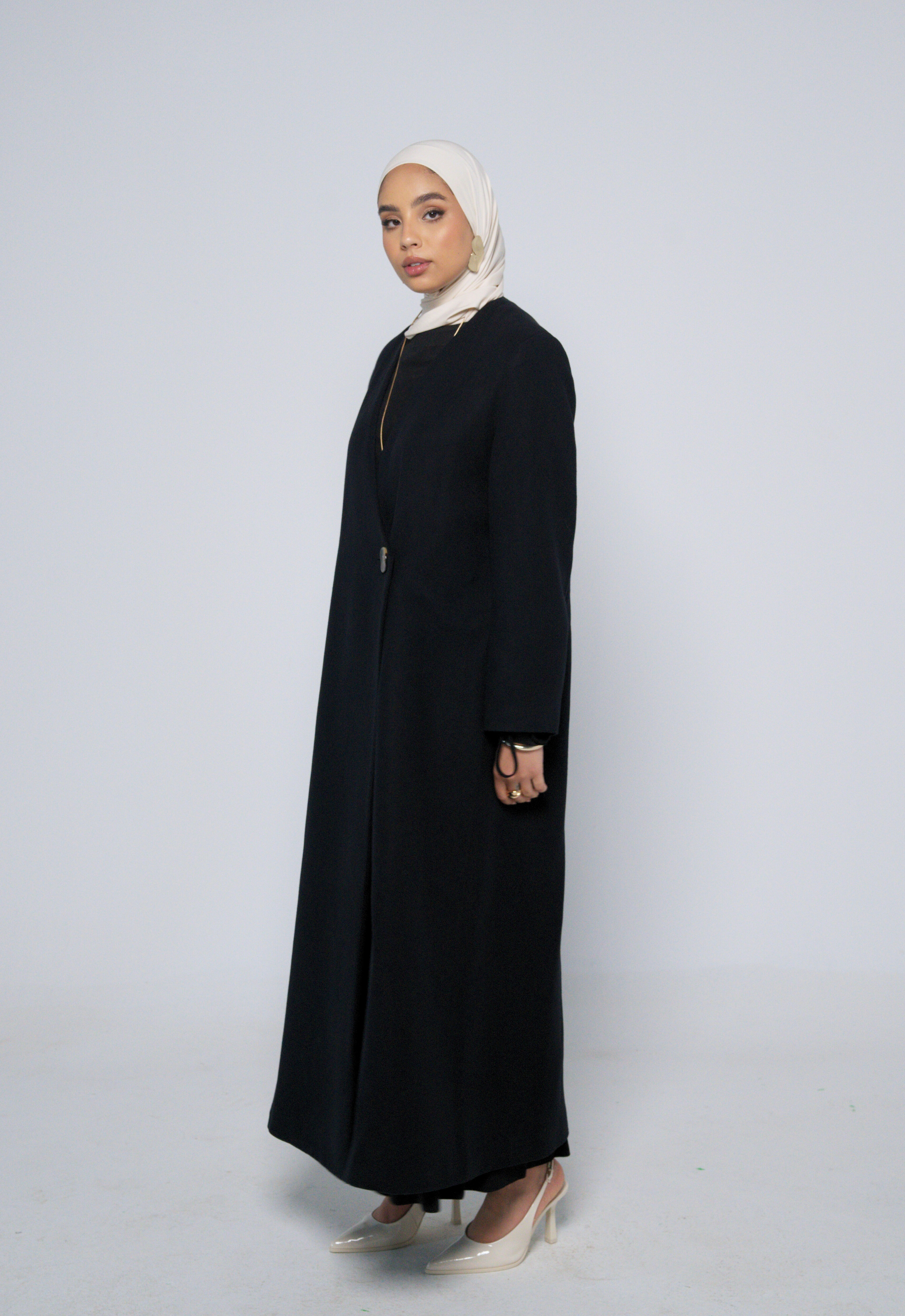 Long Wool Cardigan - Black