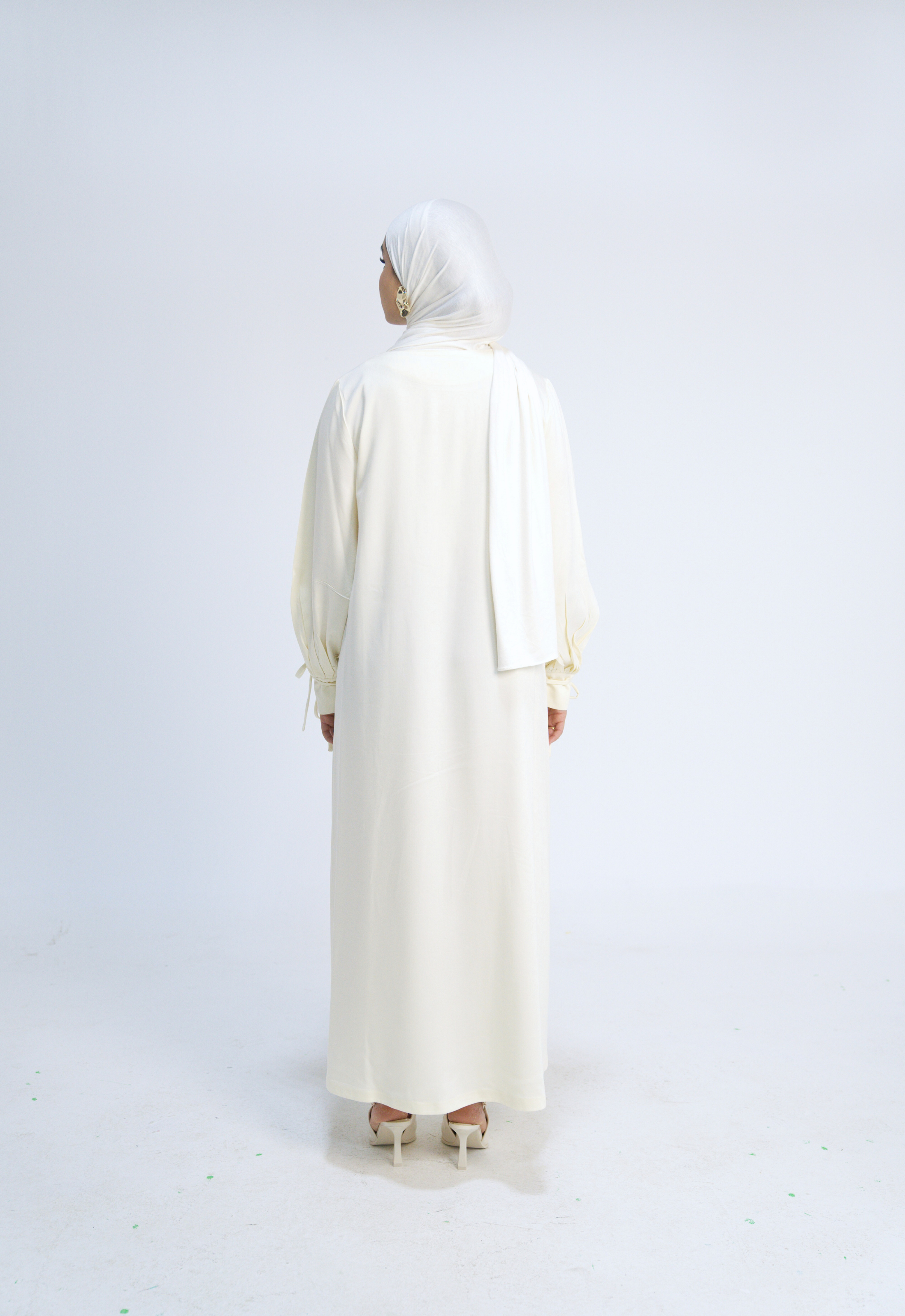 Balloon-Sleeve Dress - Off white